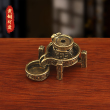 倒流香磨盘黄铜小摆件实心纯铜香炉铜磨盘创意复古香插铜工艺礼品