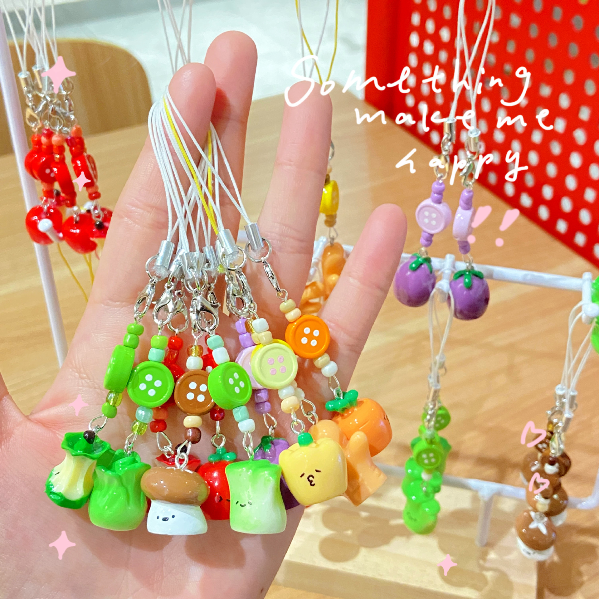 Fresh Vegetable Market Pendant Handmade Beaded DIY Girly Simple Ins Phone Chain Cute Bag Pendant