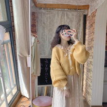 单件/套装 秋冬新款超仙宽松韩版毛衣外套+连衣裙两件套装女学生