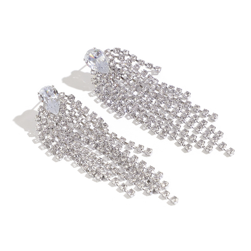 Temperament new Korean diamond earrings long tassel zircon earringspicture5