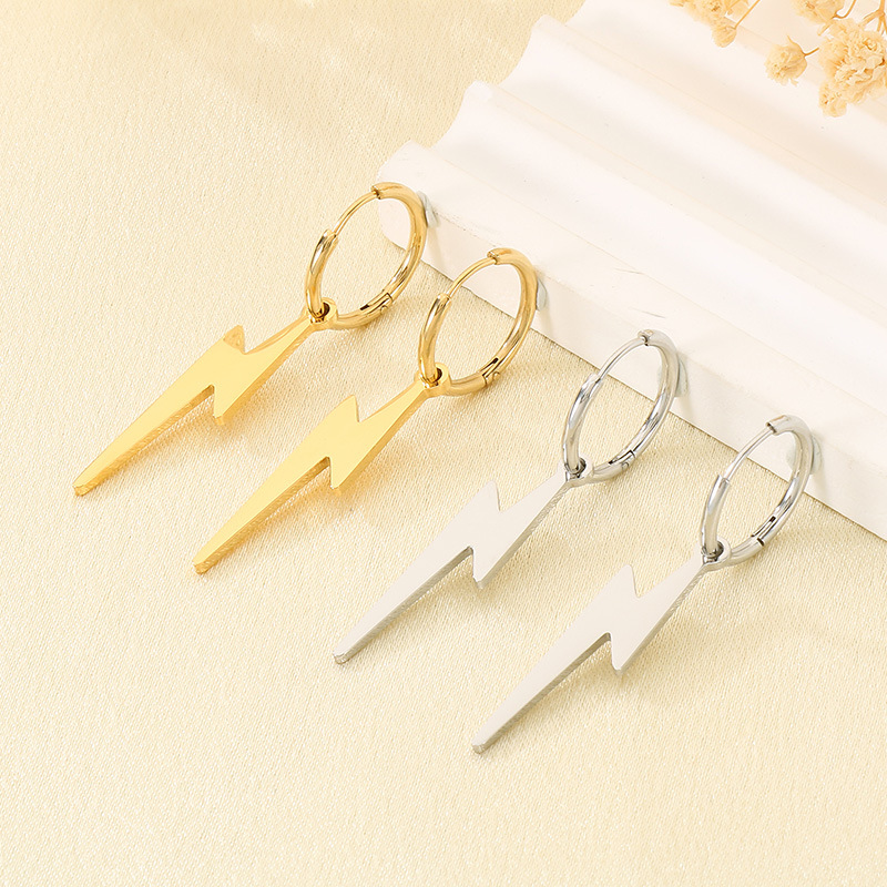 Pendientes de aro rayo brillantes unisex estilo moda_voghion.com