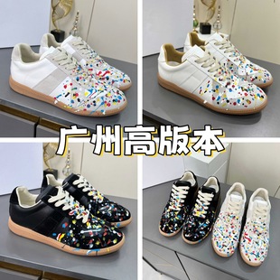 M6 New German Training Shoes Ink Graffiti Series Retro Versatile Round-Toe Lace-Up Soft Sole Unisex White Shoes
