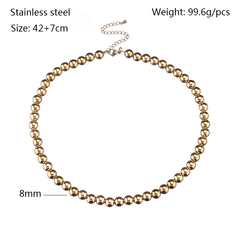 Ball, Solid Color Pattern Retro Ball Solid Color Stainless Steel Plating Gold Plated Necklace