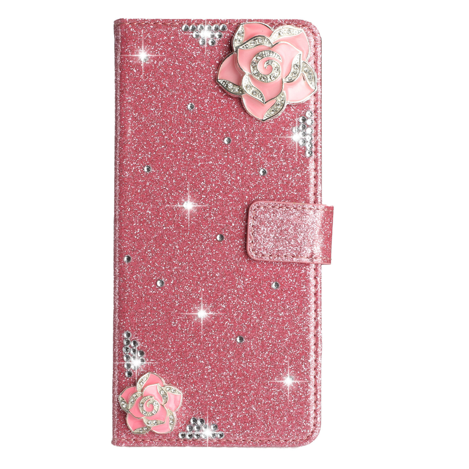 Suitable for iPhone 14PROMAX butterfly studded sparkling diamond Samsung S23U luxury flip cover leather case_voghion.com