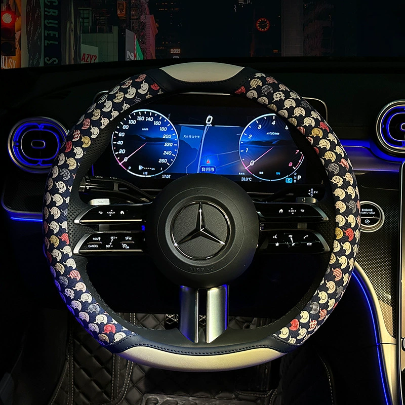 Прямые продажи с фабрики, оптовая продажа, чехол на руль автомобиля, новый универсальный противоскользящий износостойкий чехол из искусственной кожи с узором «гусиные лапки» для всех сезонов