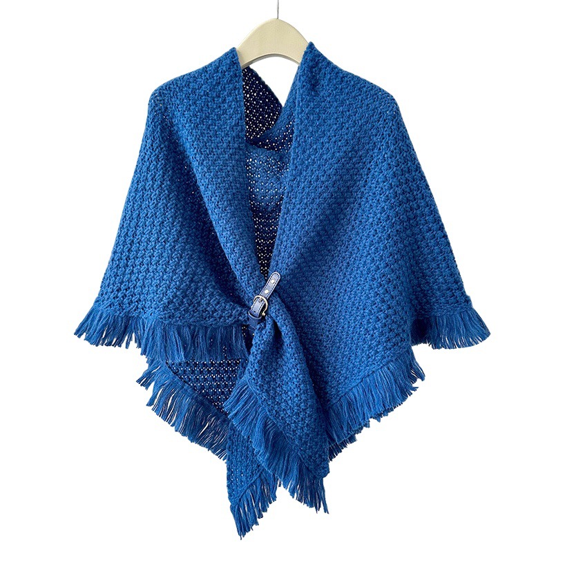 Otoño e Invierno nueva borla mantón del Cabo estilo Coreano versátil gruesa protección cuello caliente color sólido anudada bufanda chaleco exterior