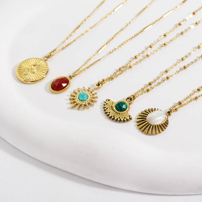 Fashion Heart Shape Titanium Steel Plating Zircon Pendant Necklace 1 Piece