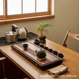 实木茶盘家用长方形简约功夫茶具套装中式新款客厅泡茶托盘
