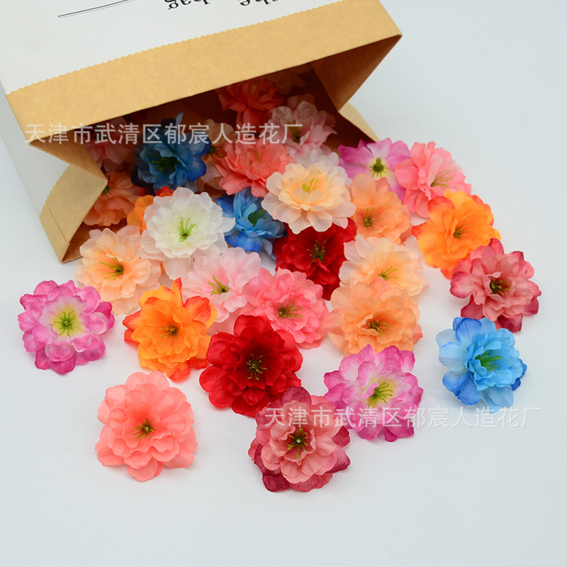 仿真花新款山茶花花朵樱花头草芯牡丹儿童舞蹈手指花古装头饰制作|undefined