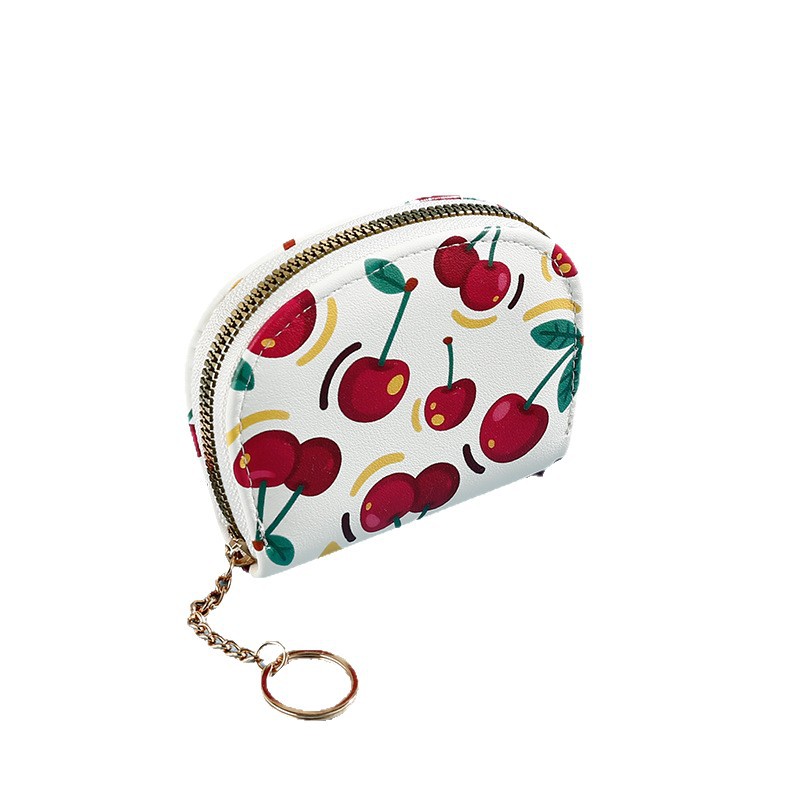 Fábrica directa linda bolsa de tarjetas de fresas estudiantes impresión ligera con bolsa de tarjetas de llave bolsa de tarjetas de cremallera bolsa de tarjetas de tarjetas de damas