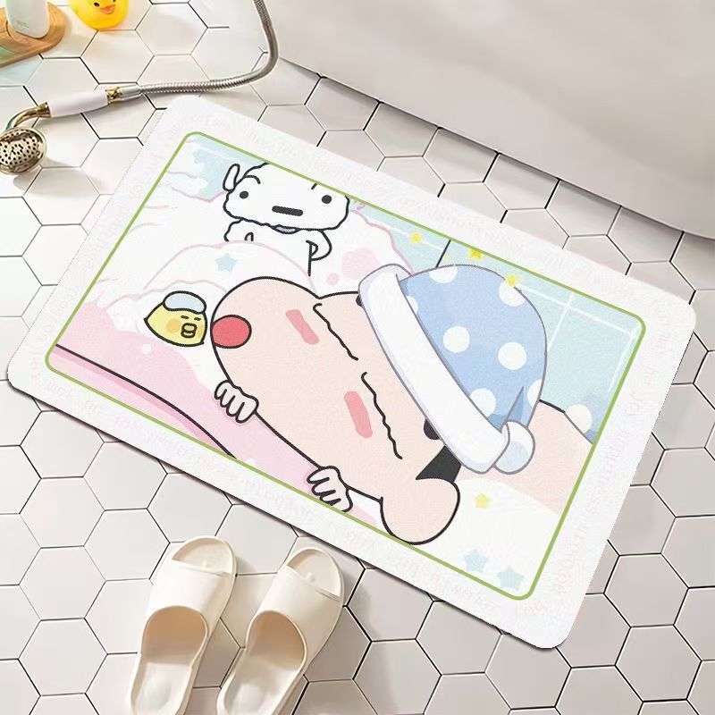 クレヨンしんちゃん漫画珪藻泥フロアマットかわいい浴室吸水性滑り止め速乾性フットマット家の装飾フロアマット|undefined