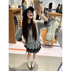 秋日松弛感清纯连帽卫衣外套女首尔风氛围感素穿搭收腰上衣ZHP10