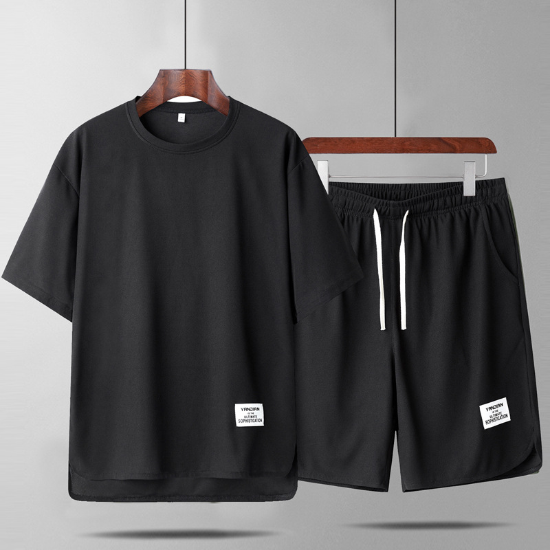 2025 nuevo estilo de verano cóncavo casualidad manga corta moda set transpirable para los hombres estilo general guapo deportivo relajado