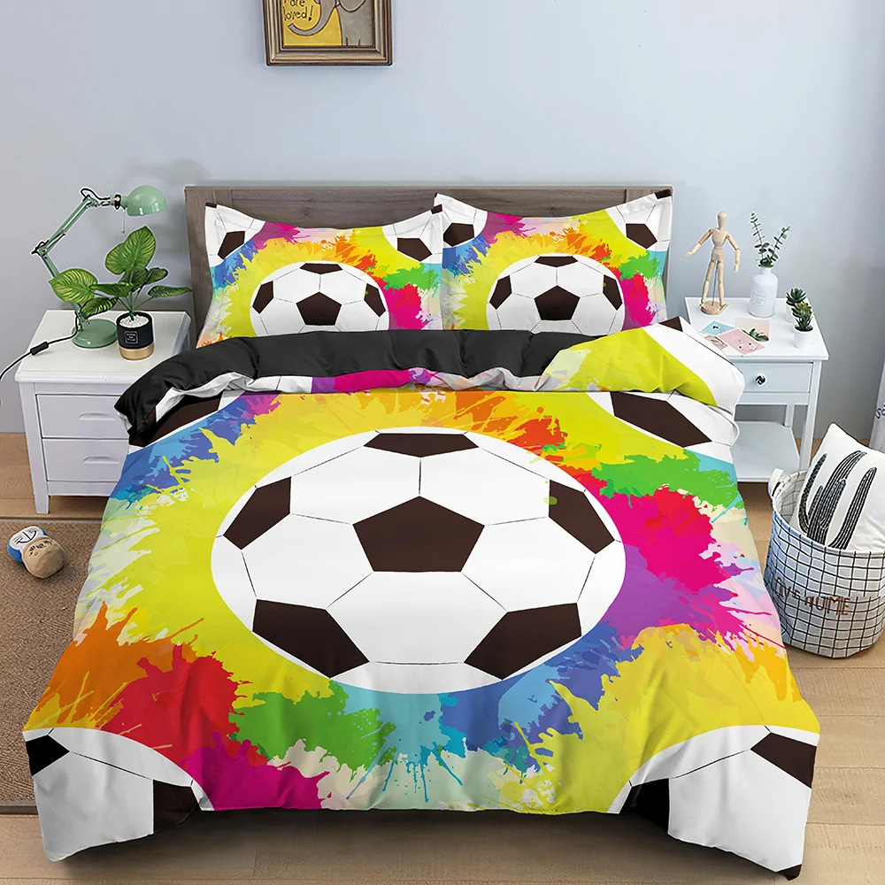 Cartoon Pattern Bedding Set - A Gift For Football Enthusiasts_voghion.com