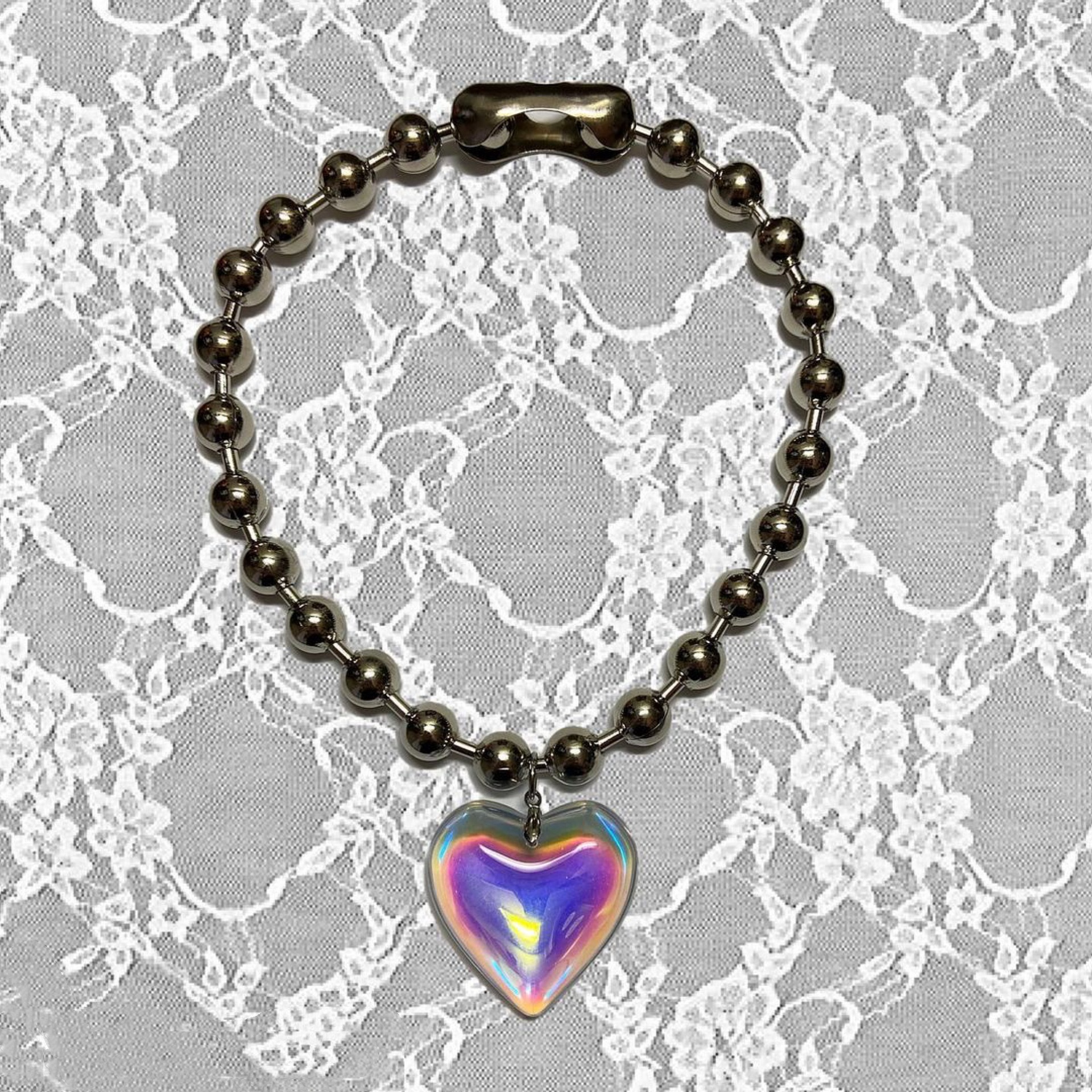 Heart Shape Pattern Streetwear Heart Shape Alloy Glass Plating Women's Pendant Necklace 1 Piece