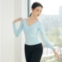 修身v领交叉形体练功服