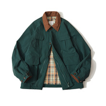 跨境衣道古着秋季日系潮牌防水多口袋复合灯芯绒翻领猎户夹克