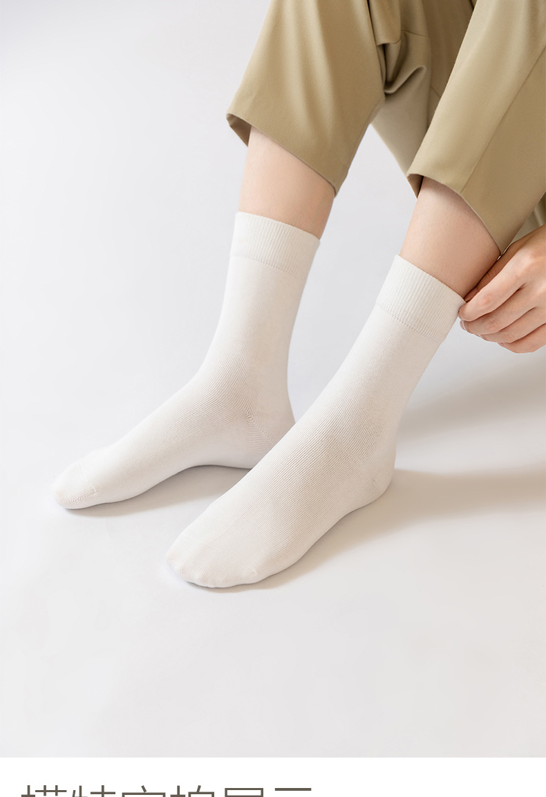 New pure cotton mid-length socks for women, sweat-absorbing, breathable and warm in autumn and winter, solid color pile socks for women, trendy socks wholesale pic 26