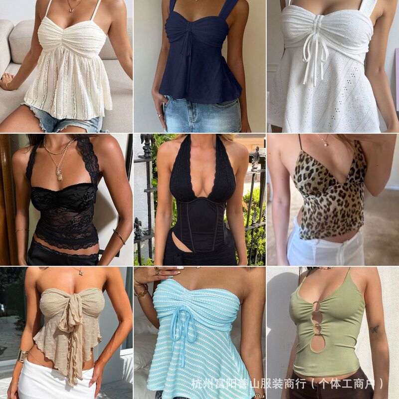 Amazon Camisole Summer Hot Girl Tops and Blouses, Direct Supply from the Manufacturer, Backless Design, Cross-Border Free Shipping