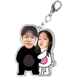 亚克力ins照片卡通钥匙扣来图挂件diy情侣挂饰女礼物创意