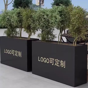 Customized Outdoor Stainless Steel Flower Box Balcony Planting Box Square Commercial Street Rectangular Flower Bed Iron Finished Flower Trough