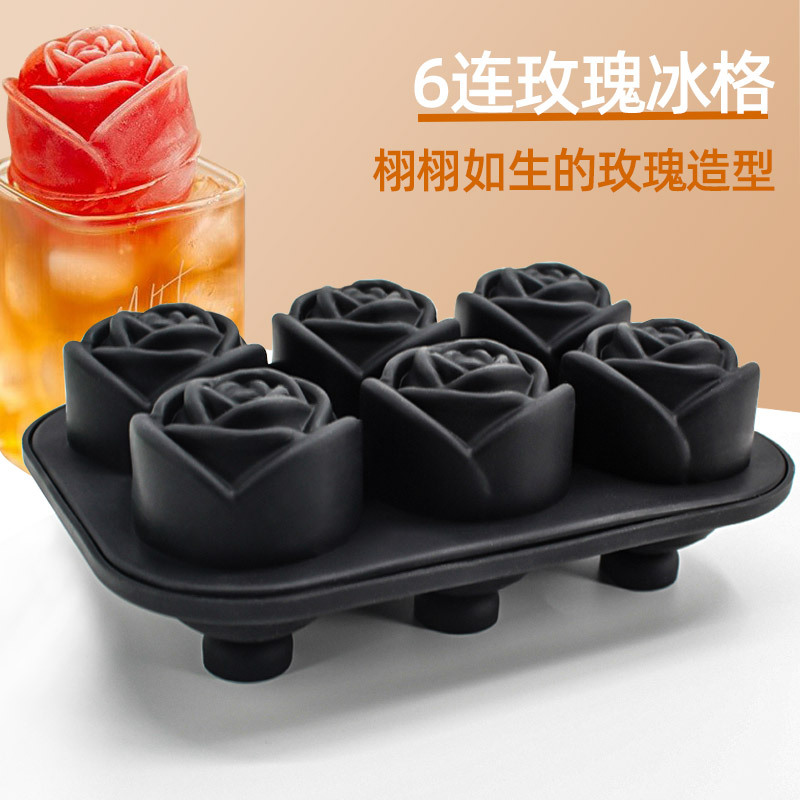 Whisky transfronterizo de dibujos animados rejilla de hielo de silicona molde de hielo con tapa molde de hielo para hockey sobre hielo caja de almacenamiento de hielo para el hogar en stock