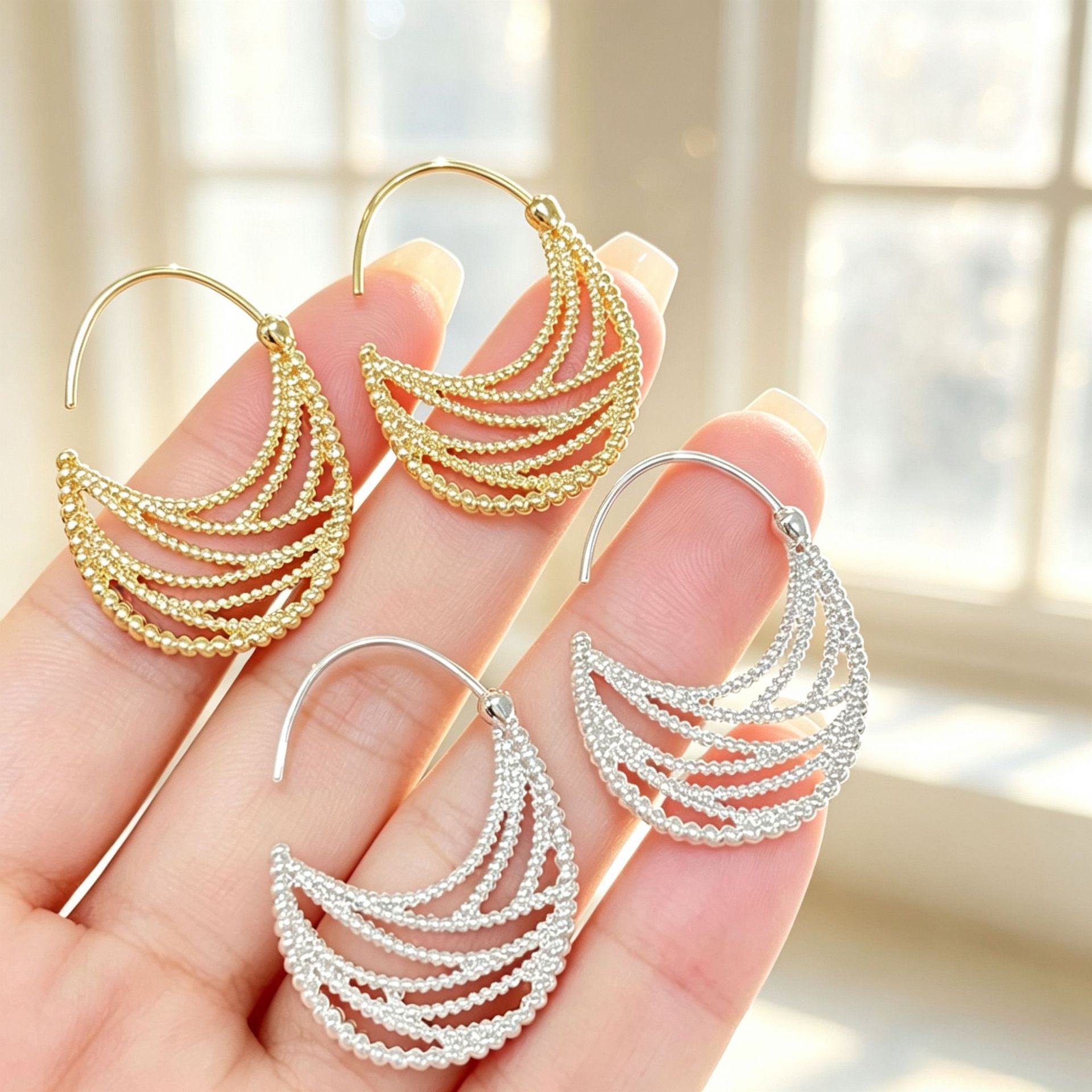 European and American cross-border minimalist style, heart-shaped flower and pearl earrings, lightweight luxury, high-end design, unique and stylish earrings for women