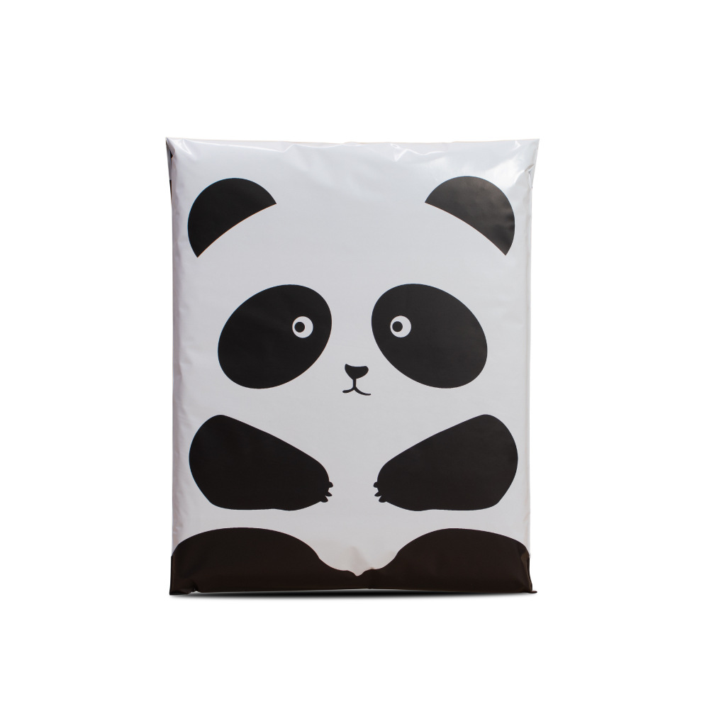 Panda bolsa de entrega impresa logística destrucción bolsa de embalaje colorida bolsa de dibujos animados impermeable gran venta caliente transfronteriza