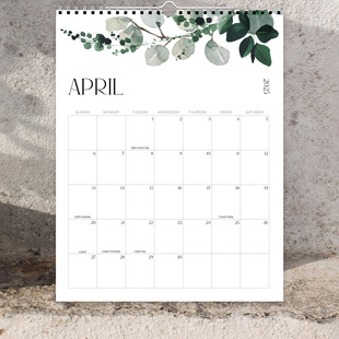Cross-Border Customized 2025 Wall Calendar Simple and Fresh 18-Month Countdown Office English Planning Calendar