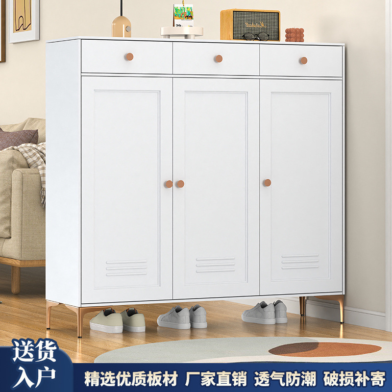 Wrought Iron Household Drawer Shoe Cabinet Entrance Multi-Layer Entrance Shoe Rack Balcony Large Capacity Steel Storage Cabinet Storage