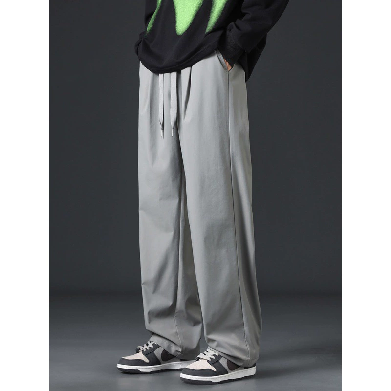 Светло-серые брюки мужские осенние приливы свободные прямые брюки с широкими ногами мужские ретро спортивные повседневные мужские брюки