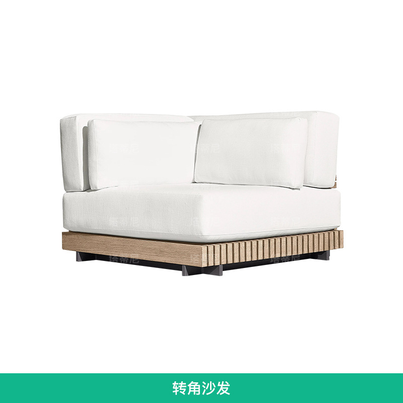 Conjunto de muebles de ocio para exteriores, sofá de teca para jardín, patio, terraza, hotel o villa, impermeable y resistente al sol. image 8