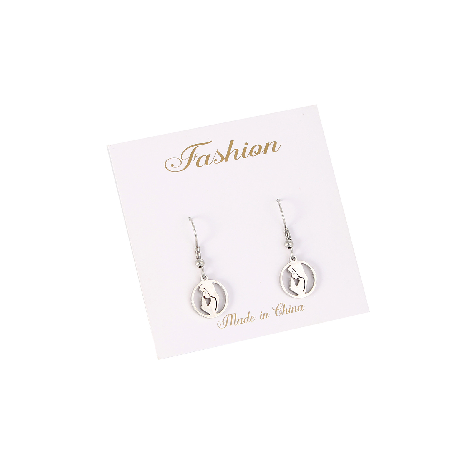 Fashion Portrait Stainless Steel Polishing Drop Earrings 1 Pair