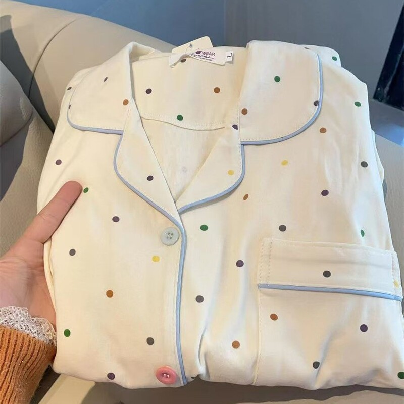 新款波点睡衣女秋冬季保暖德绒两件套韩版甜美公主风可外穿家居服|undefined