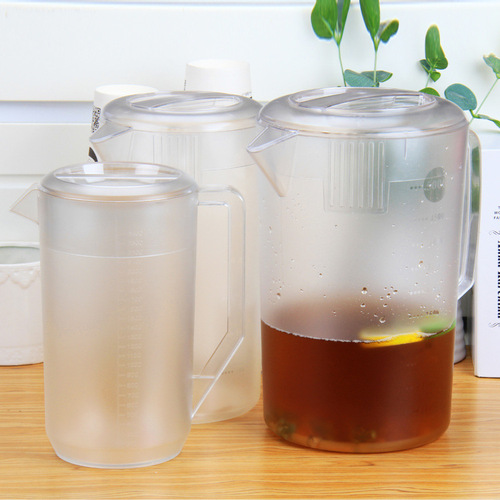 Brown frosted plastic kettle milk lid kettle food grade PC cold kettle scale milk tea shop juice kettle transparent measuring cup