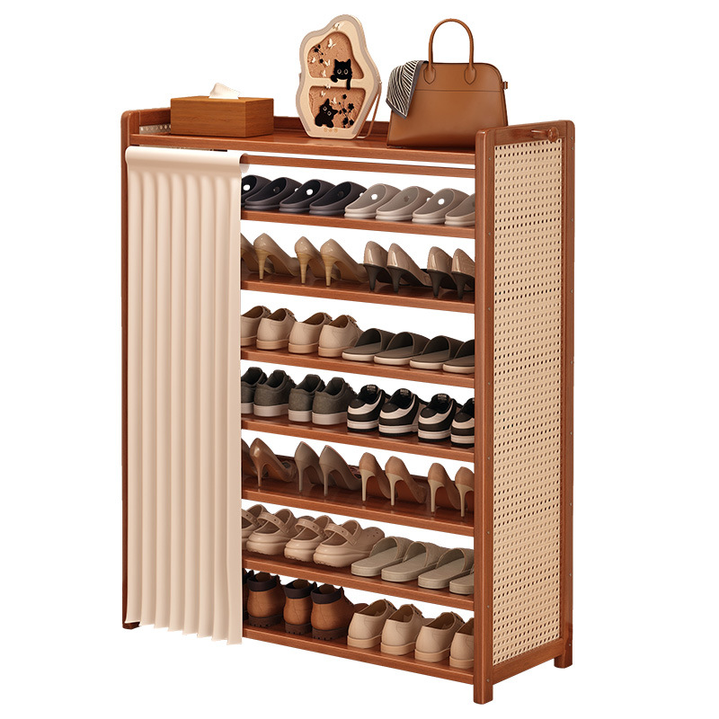 Estante de zapatos dormitorio pequeño multicapa a prueba de polvo puerta de entrada de muebles de alquiler de casas de alquiler de artículos de acabado estante de almacenamiento gabinete de zapatos