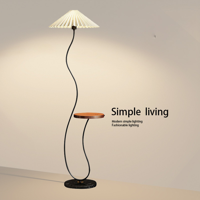 pleated floor lamp storage rack integrated living room sofa and tea table table lamp nordic simple smart wireless charger ambience light