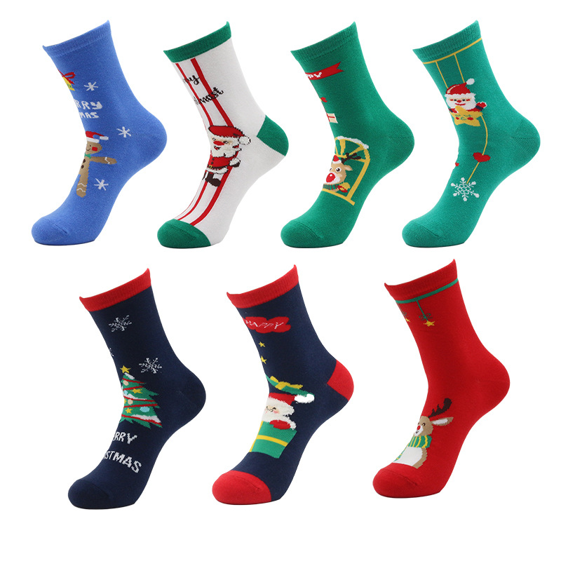 Unisex Christmas Christmas Tree Santa Claus Elk Cotton Crew Socks A Pair display picture 1