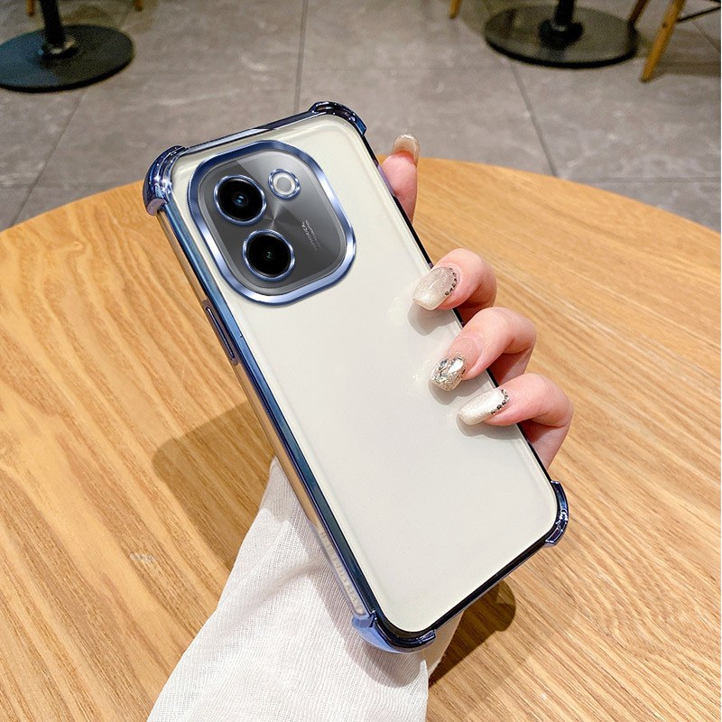 适用vivoY500四角Y78+手机壳Y37透明电镀Y400pro软胶V50保护套Y04