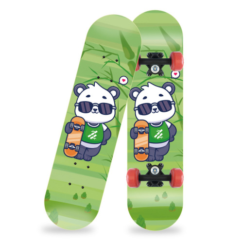 Skateboard 4-Wheeled Skateboard 2406 Double Kick Skateboard for Men and Women, Beginners' Skateboard, Double Kick Board, Can be shipped as one piece, Manufacturer