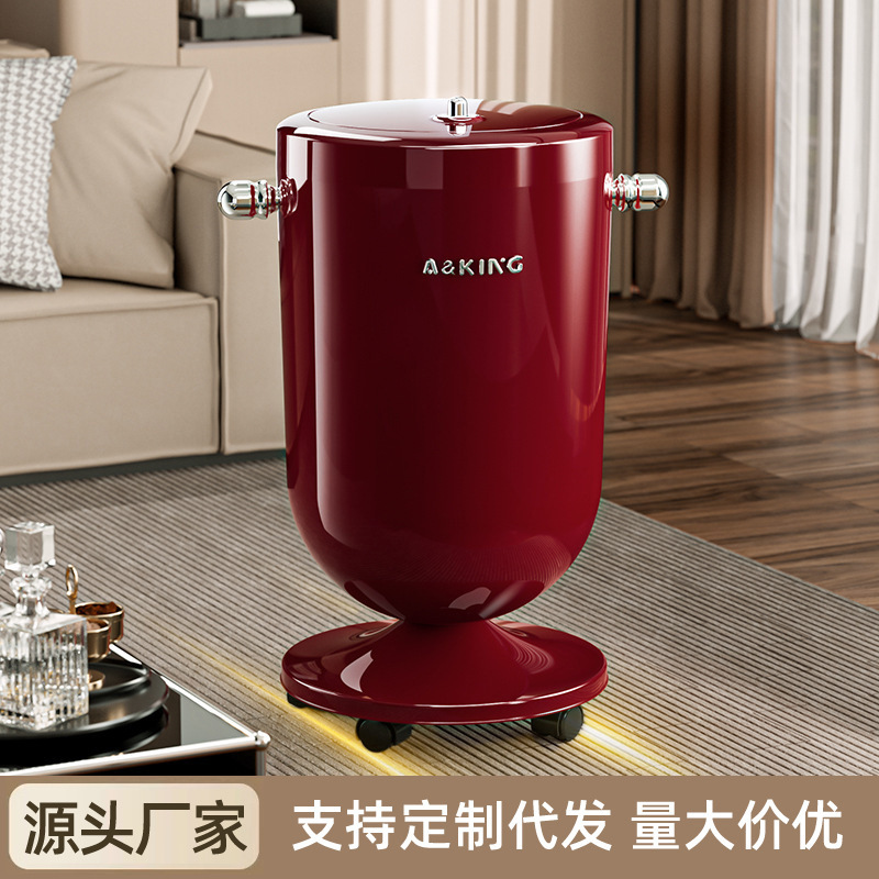 垃圾桶家用高级感卫生间带轮加厚大容量塑料高颜值带盖厨房收纳桶|undefined