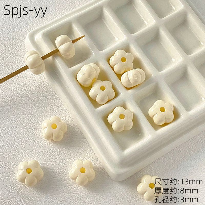 亚克力烤漆实色扁南瓜胖花朵直孔散珠DIY手工串珠手机链饰品配件|undefined