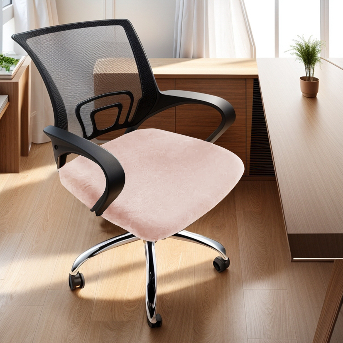 Amazon transfronterizo plata de zorro vello de oficina elástica cubierta de banco cubierta de cojín de silla universal de color sólido TEMU en stock