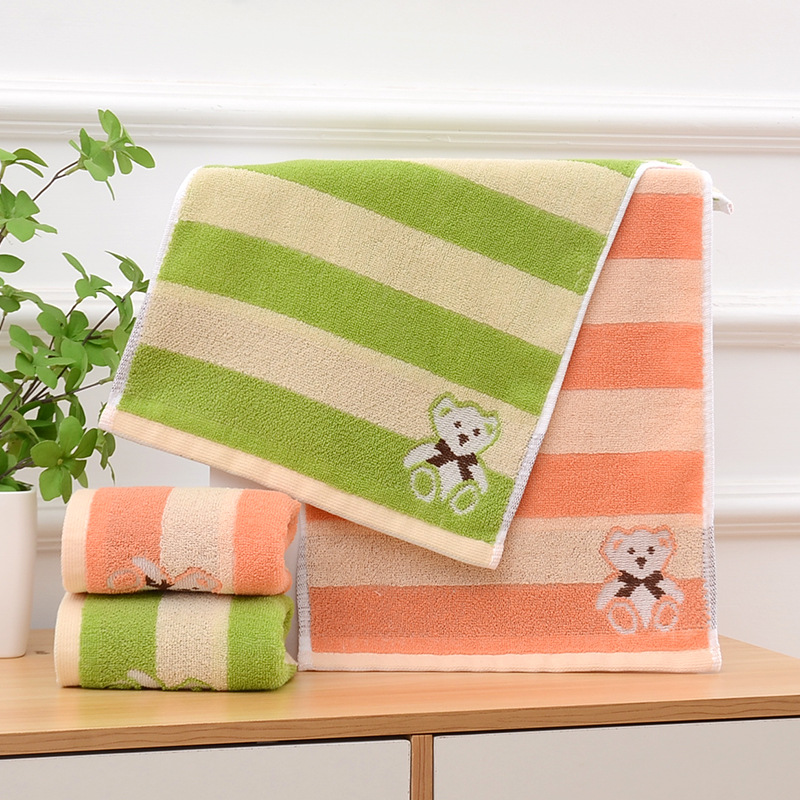 어린이 수건 면 가정용 컬러 스트라이프 세안 부드러운 얼굴 닦아 얼굴 수건 어린이 아기 목욕면 작은 수건