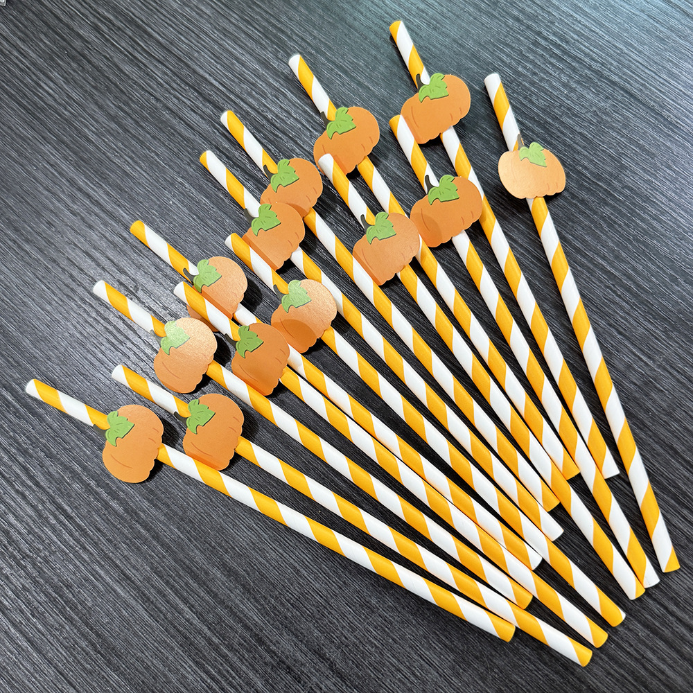 Inventario transfronterizo al por mayor Halloween creativo papilla paja calabaza decoración paja mesa de postres vestido botella de pudín inserto