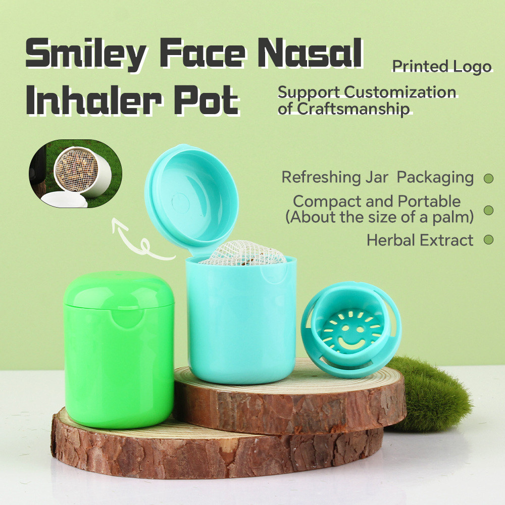 Custom Pastel Flip-Top Smiley Face Nasal Inhaler Herbal Eight Immortals Nasal Inhaler Aromatherapy Nasal Inhaler Refreshing