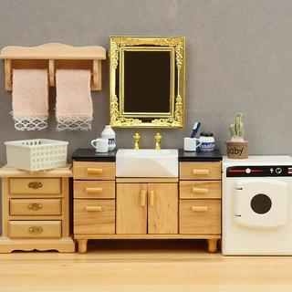 1:12娃娃屋dollhouse迷你家具洗手间浴室微场景摆件洗手台水槽