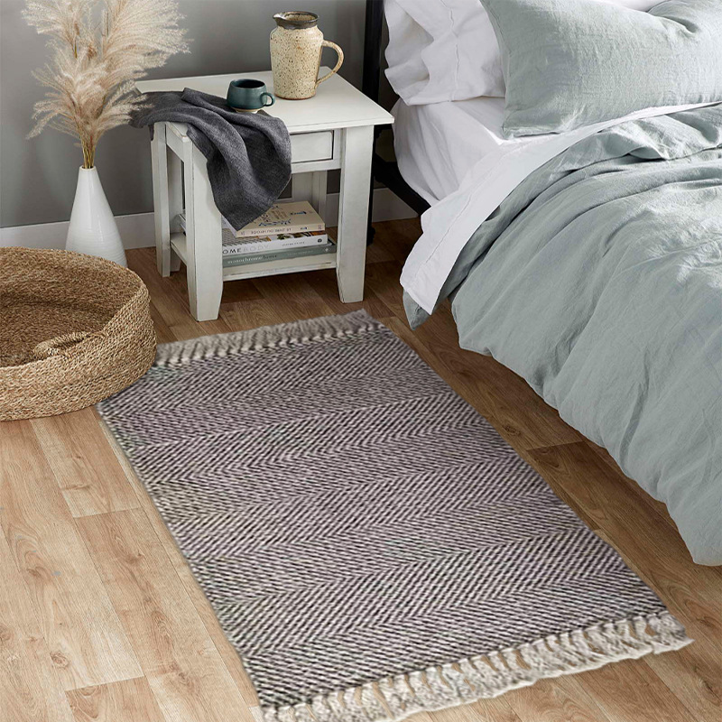 Alfombra japonesa de estilo doméstico bordilla alfombra de algodón tejido resistente a la suciedad resistente al desgaste alfombra hecha a mano alfombra de poliéster de color sólido sofá alfombra de ventana flotante