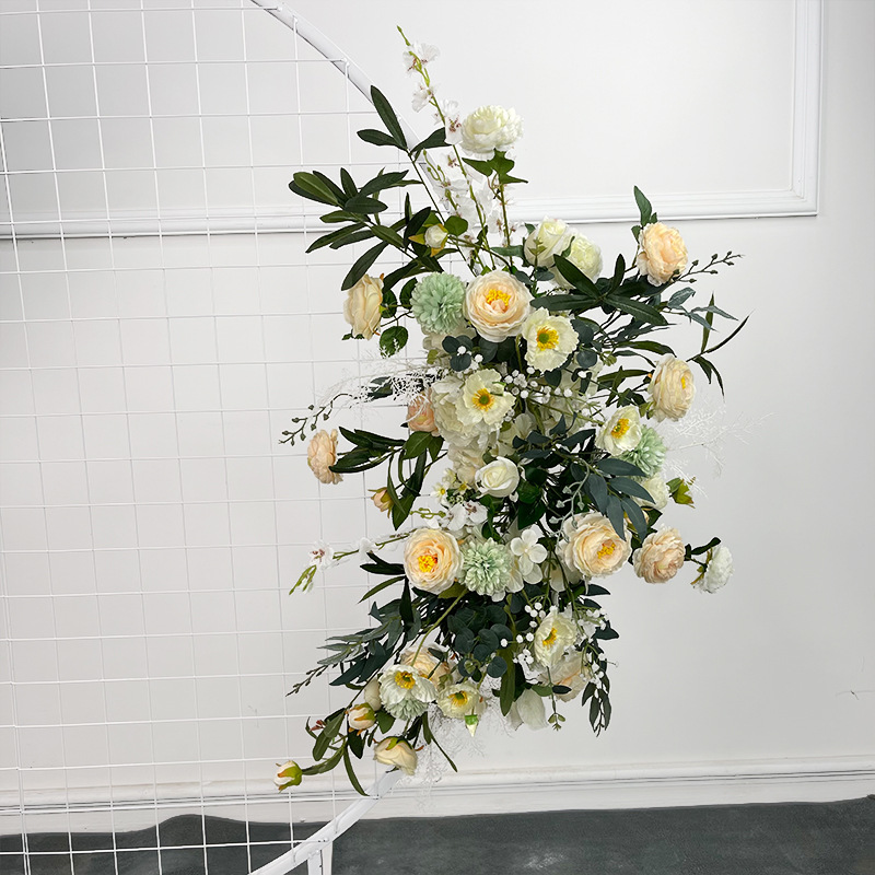 El comercio exterior de la boda flor artificial piso de la boda flor de seda apoyos de la flor de eucalipto flor artificial fila accesorios de la boda floral