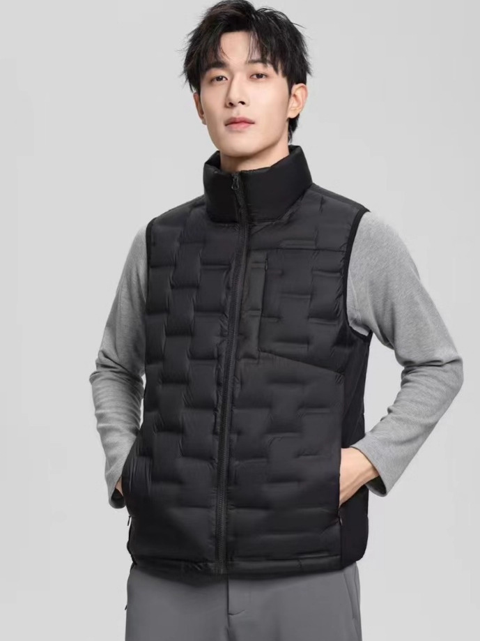 Chaqueta de plumón ligera para hombres 90 vello otoño y invierno nuevo estilo casual versátil ligero de cuello vertical chaleco de calentamiento de goma prensada chaqueta